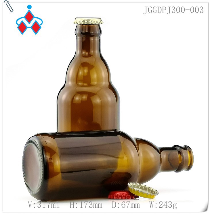 fat and long neck amber beer bottle